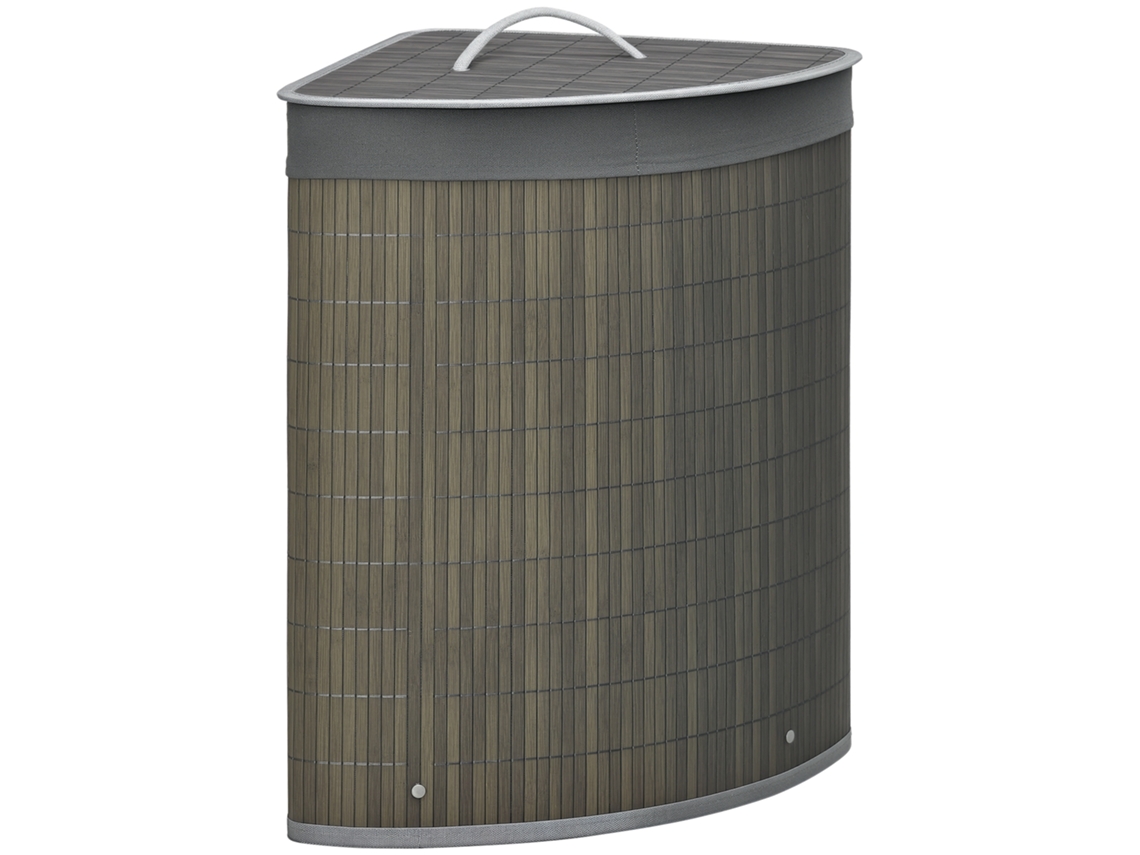 Cesto para Ropa Sucia Bambu 55l Cesta Colada Forma Abanico 38x38x57cm Cinza BTFORUS