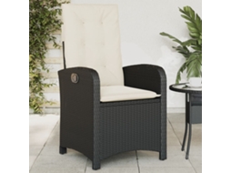 Vidaxl Cadeira De Jardim Reclinável C/ Almofadões Vime Pe Preto
