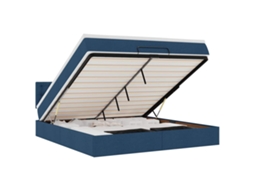 Cama Otomana com Colchão Leds 180x200cm Tecido Azul MAISON EXCLUSIVE