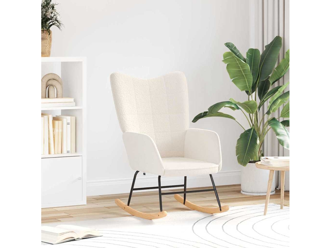 Vidaxl Cadeira De Baloiço Creme Tecido Sherpa
