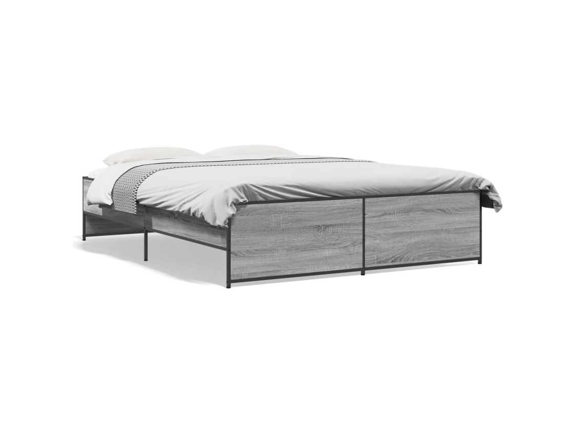 Bed Frame, Bed Frames Vidaxl Cinzeto Madeira Processada (150 X 200 Cm)