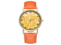 Reloj De Pulsera Analógico De Dial Redondo De Cuarzo Moda (naranja)