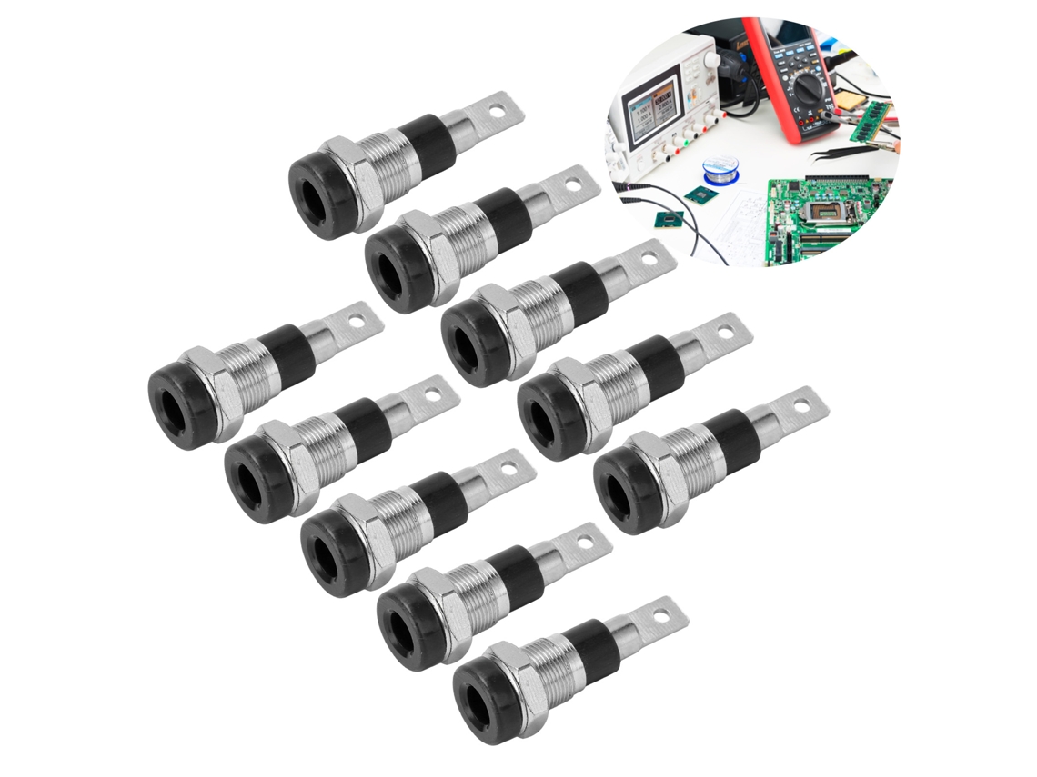 10 Peças Conector De Plugue De Platano 4mm Boa Condutividade Elétrica Transmissão Estável Para Equipamentos Industriais Preto