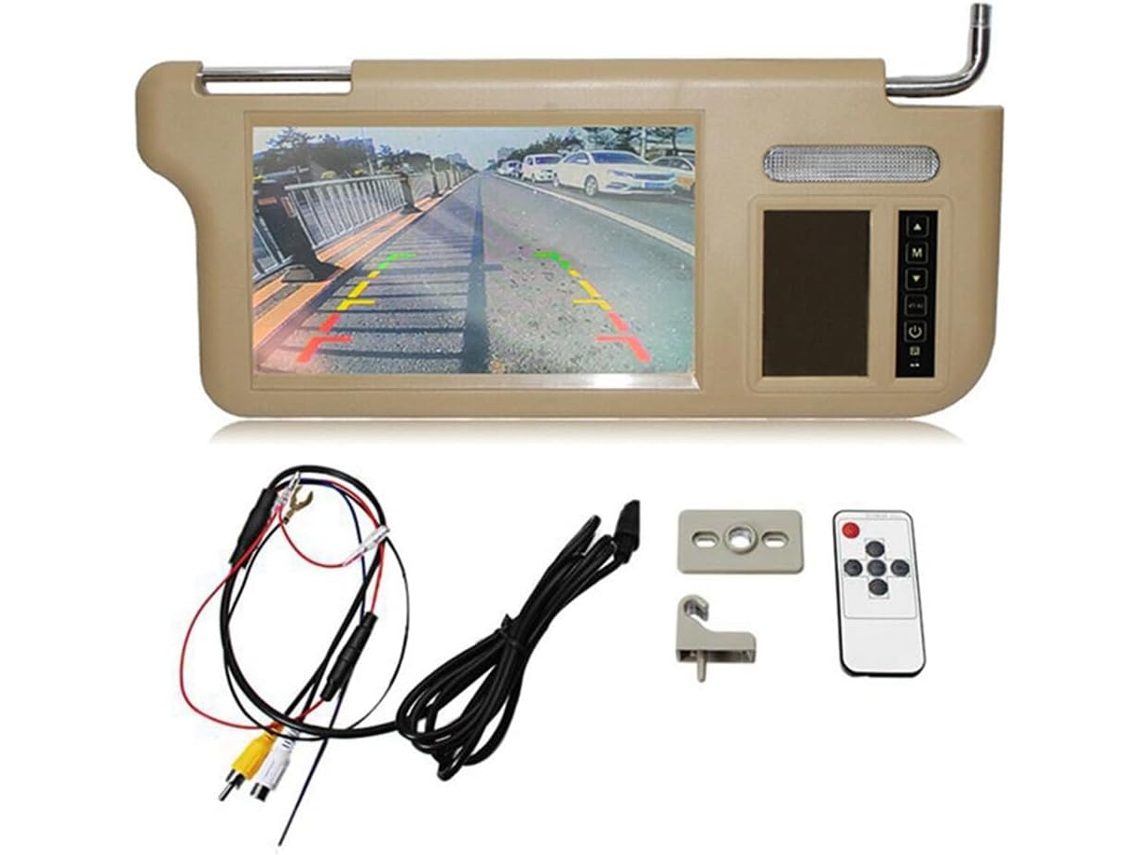 Tela Lcd de 7 Polegadas Bege para Espelho Retrovisor Lateral Direito do Carro, Integrada Ao Quebra sol. SFUSHOS