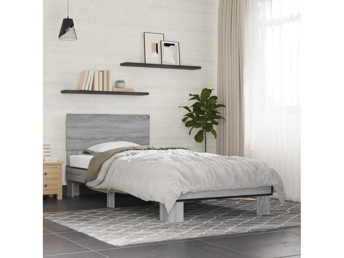 Vidaxl Estrutura De Cama Com Cabeceira Sonoma Cinzento 80 X 200 Cm