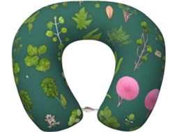 Travesseiro de Viag em Espuma Viscoelástica com Estampa Floral e Plantas Suporte Confortável Formato U para