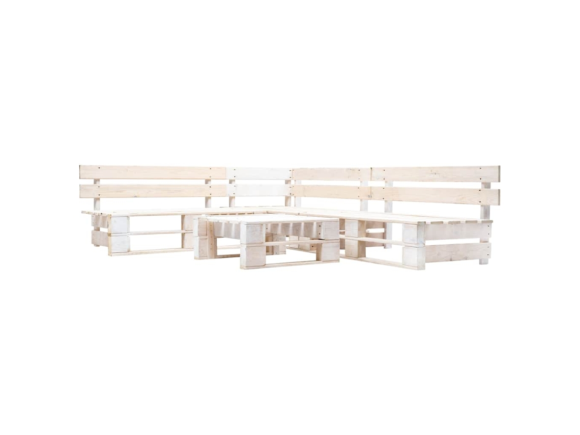 Vidaxl Sofás De Paletes Para Jardim 4 Pcs Madeira Branco