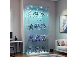 Vitrine De Vidro De 4 Camadas Com 2 Portas De Vidro, Luz De Toque, Para Livros De Coleção, Vinhos, 163 X 79 X 35 Cm Rosahqnda (com Luzes Led, Branca)