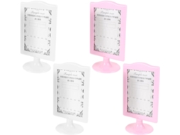 Conjunto 4 Porta Retratos Dupla Suportes Verticais Decorativos Branco Ideais Escritório Quarto Mesa Face Rosa GOKOCO