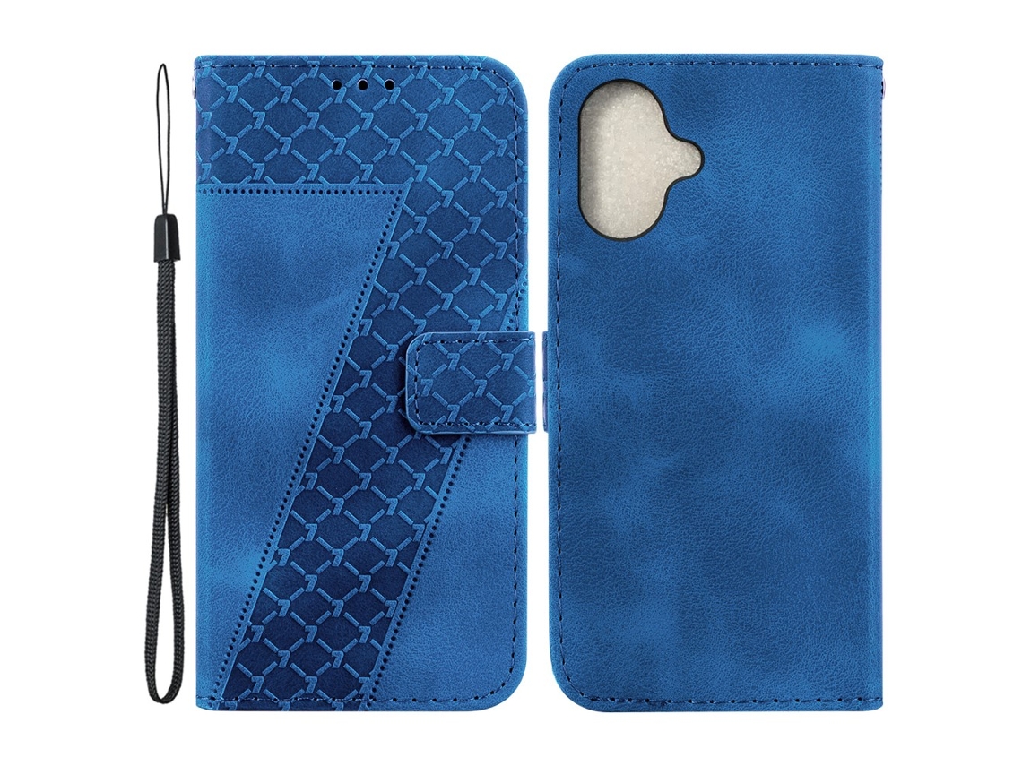 Capa Em Couro Pu, À Prova De Choque Para Apple Iphone 16 - Azul