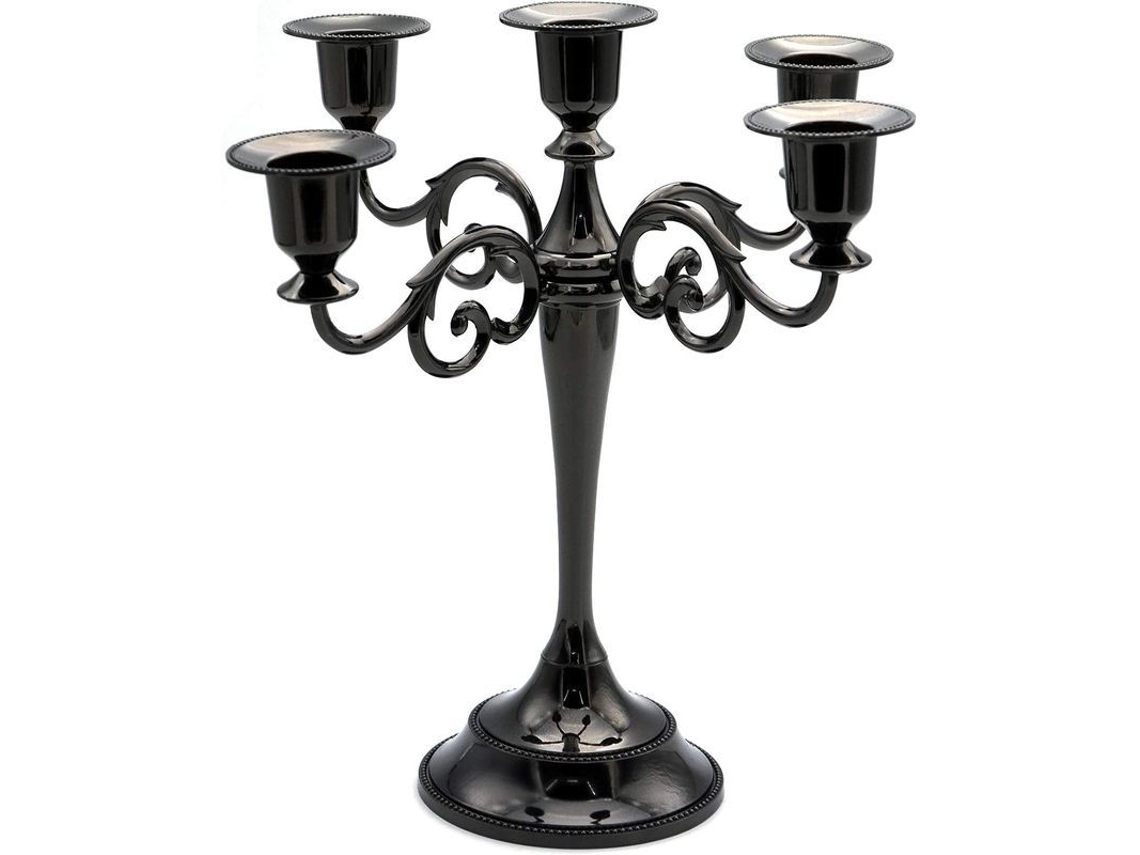 Candelabro de Metal Nova Line com 5 vases alto para casamentos e eventos preto | S/MARCA