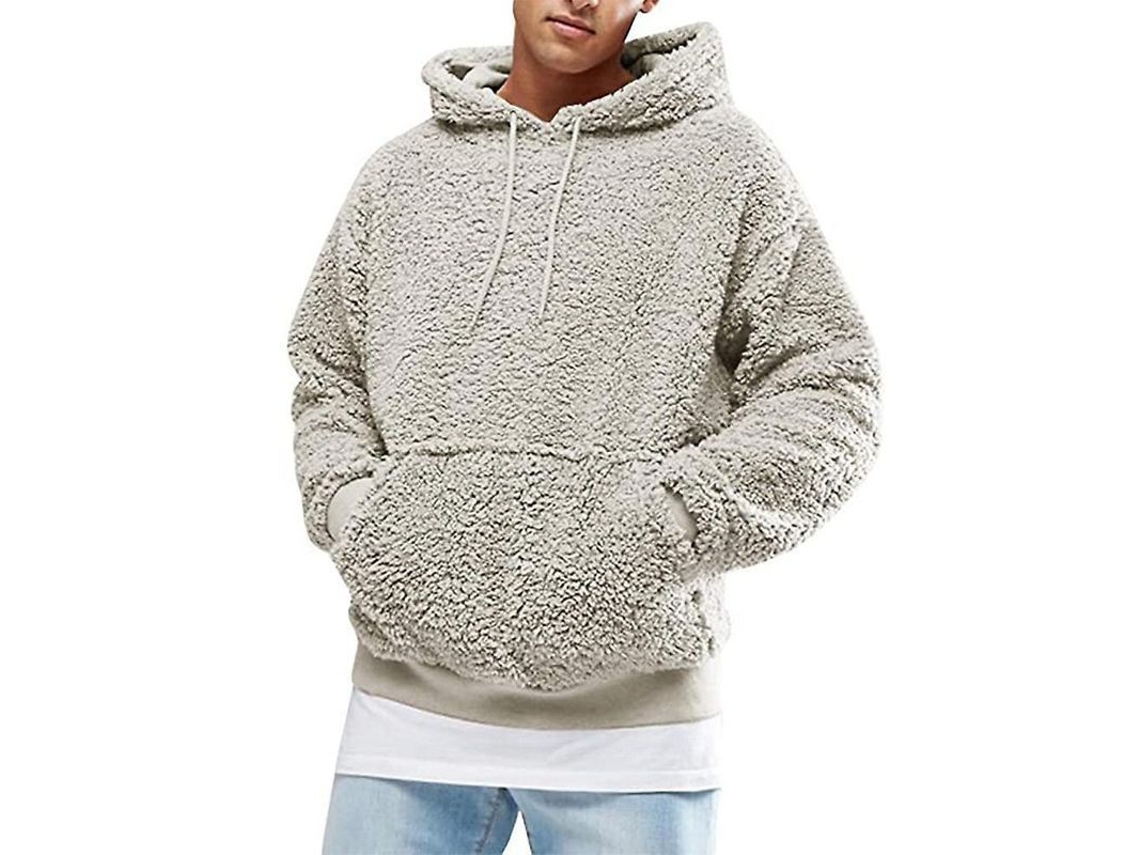 2026 sudadera com Capuz para Homem Polar Urso Teddy Manga Longa com Bolso Qpx M Gris