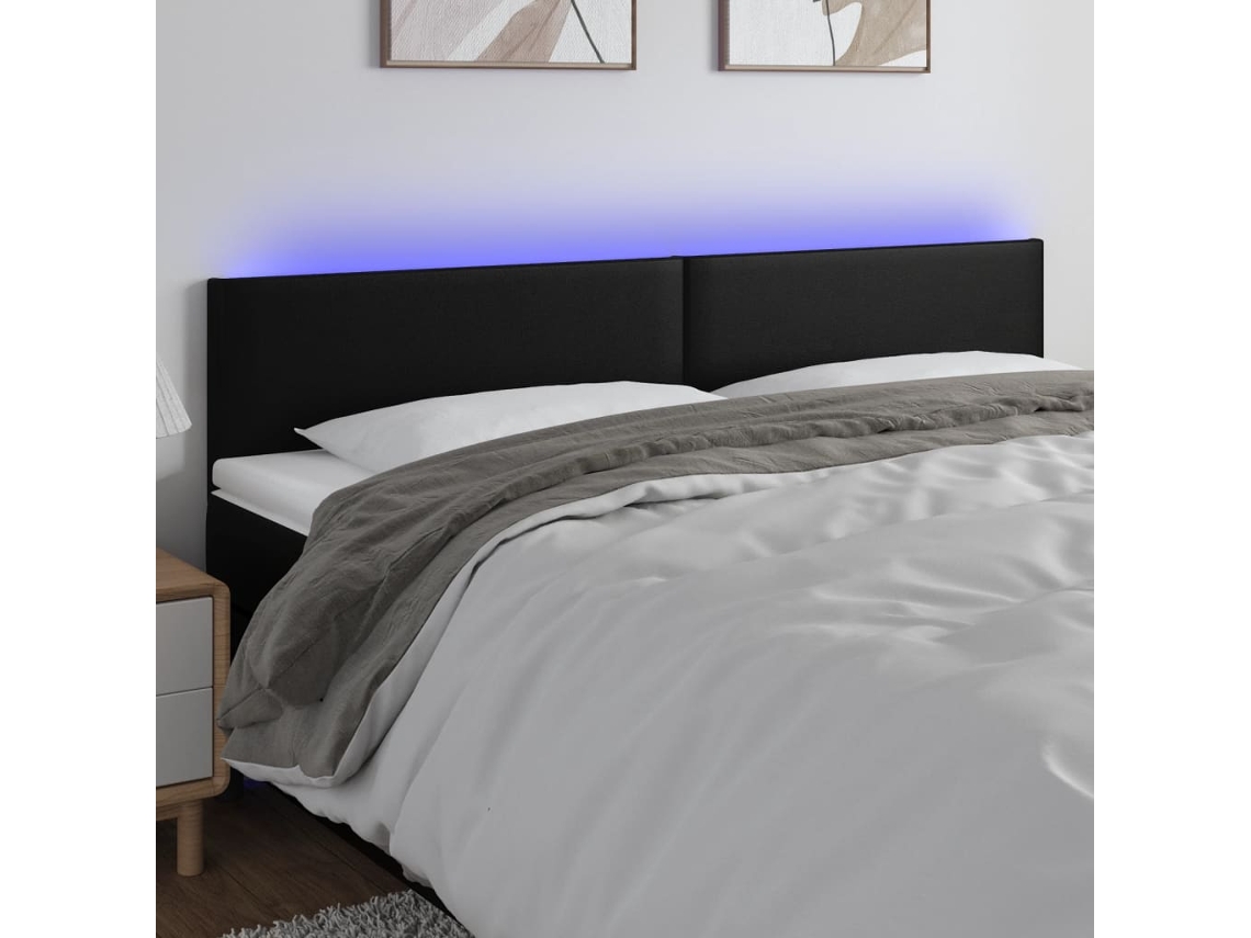 Cabecero con LED Piel Sintética 180x5x78/88 cm Negro