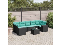 Vidaxl Conjunto De Sofá De Jardim Com 8 Peças E Almofadas Em Rattan Sintético Preto