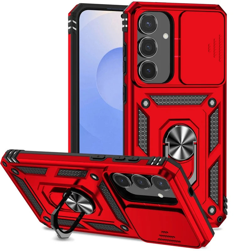 (vermelho, Galaxy S25) Capa Para Celular Com Suporte Magnético Para Carro E Protetor Deslizante Para A Lente Da Câmera.
