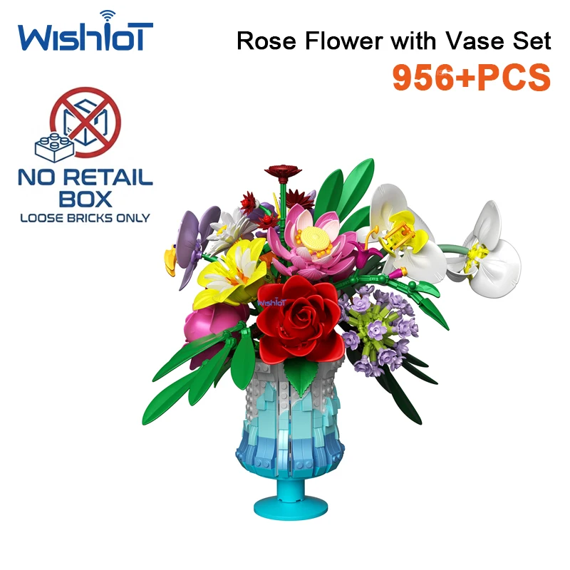 Conjunto De Blocos De Montar Vaso Rosa Com 956 Peças