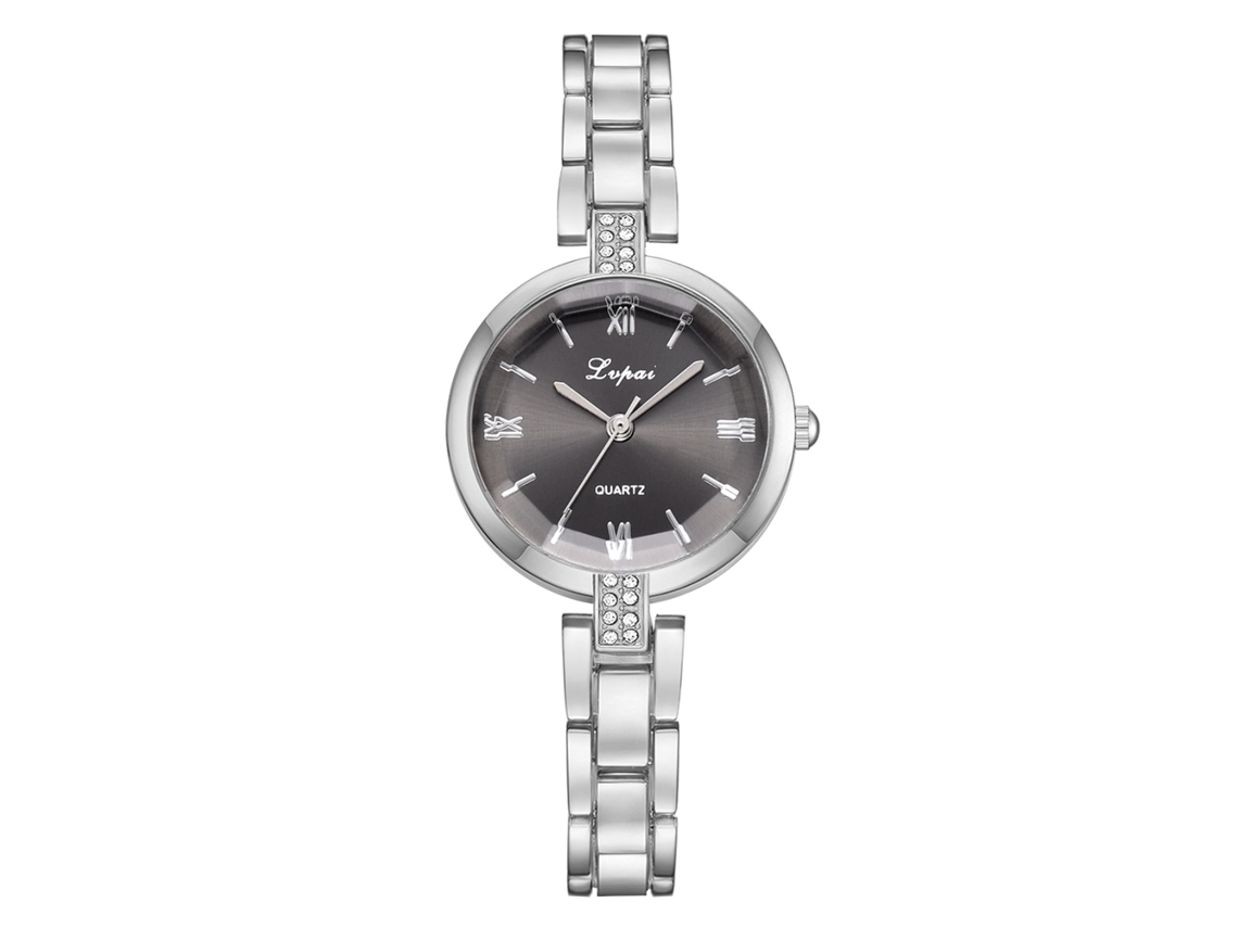 Relógio de Pulso Feminino de Quartzo com Pulseira de Aço e Strass Estilo Elegante