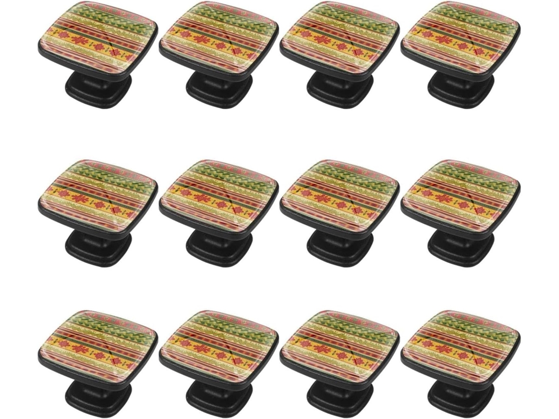 Puxadores Quadrados Para Armários De Cozinha, Puxadores Para Gavetas De Cômoda, 12 Peças, Estilo Boho Antigo Com Listras