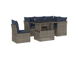 Conjunto de Sofá de Jardim, 6 Peças, Almofadas, Rattan Cinza MAISON EXCLUSIVE