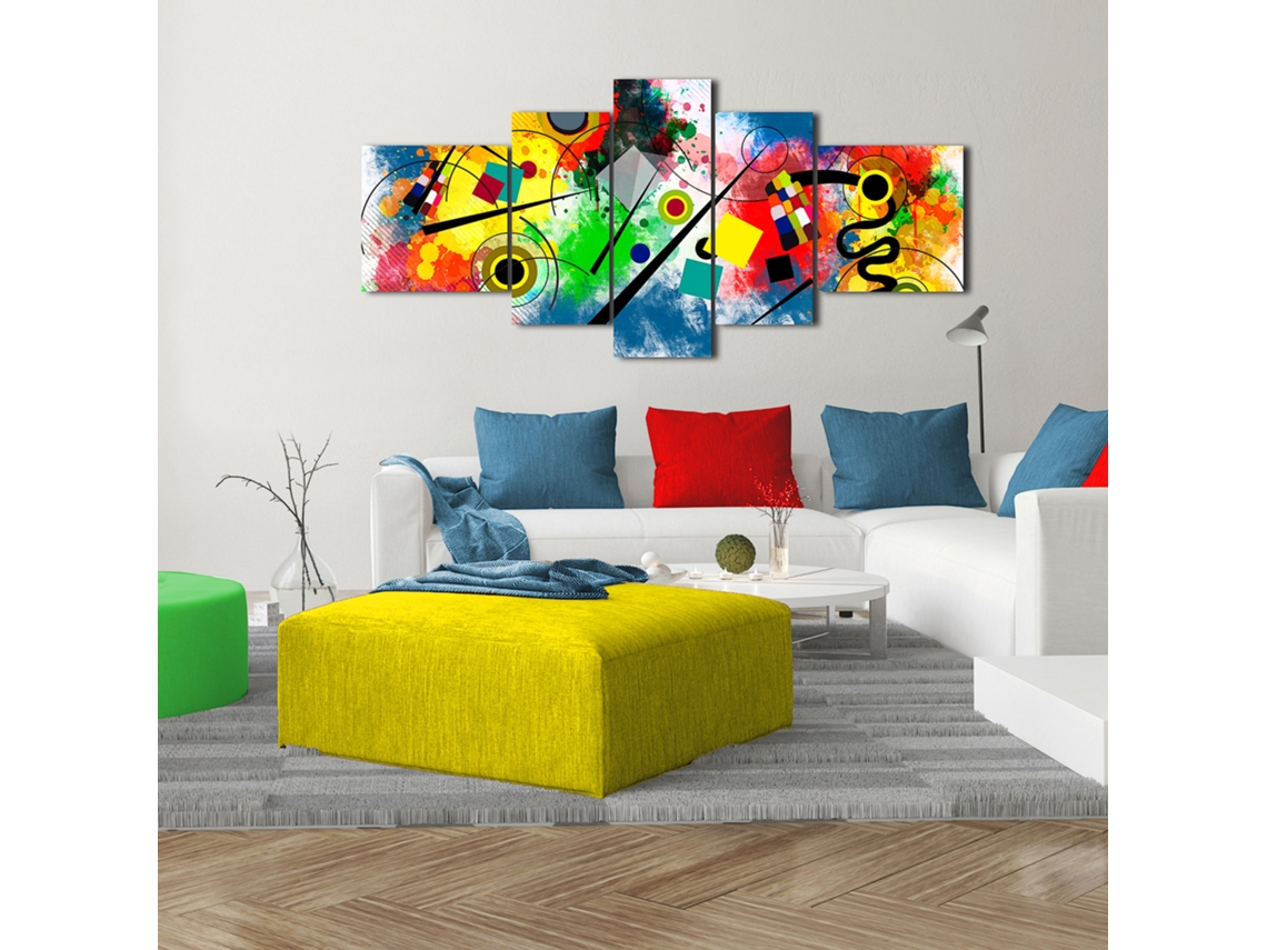 Quadro Moderno DEKOART Arte Abstrata, Kandinsky, Vermelho, Azul (180 X 85cm)