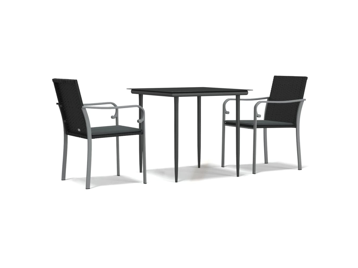Conjunto de 3 Jantar para Jardim com Almofadões Vime Pe e Aço MAISON EXCLUSIVE (3pcs)