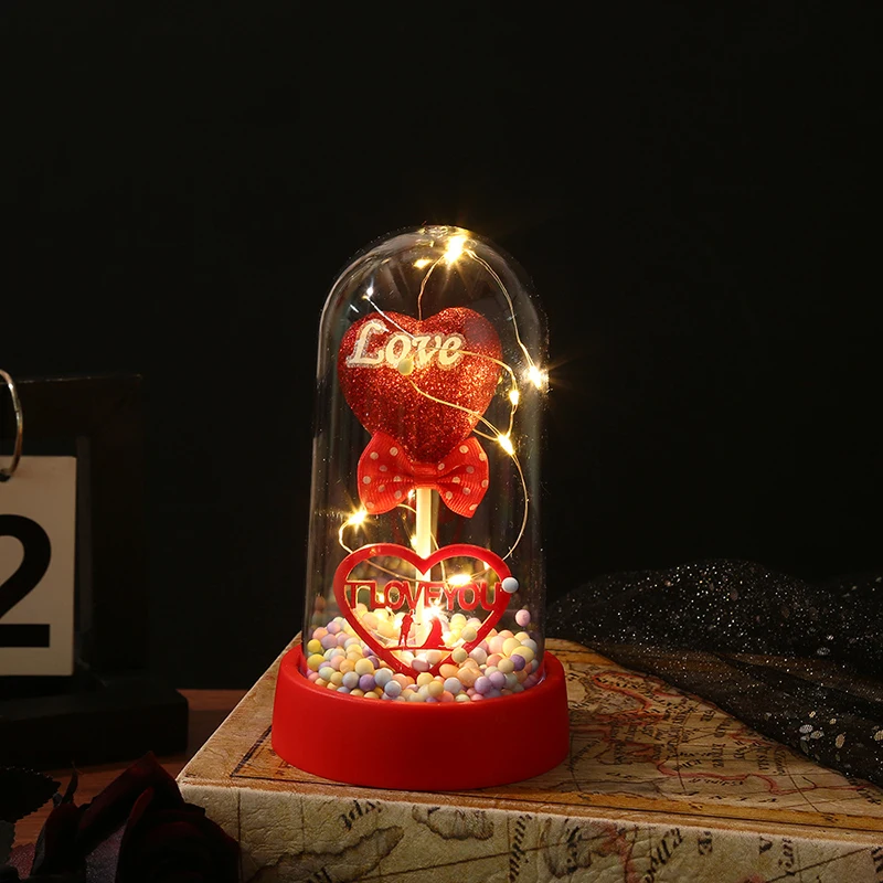 Flor Eterna Preservada, Presente Luminoso Em Vidro Com Luz Led.