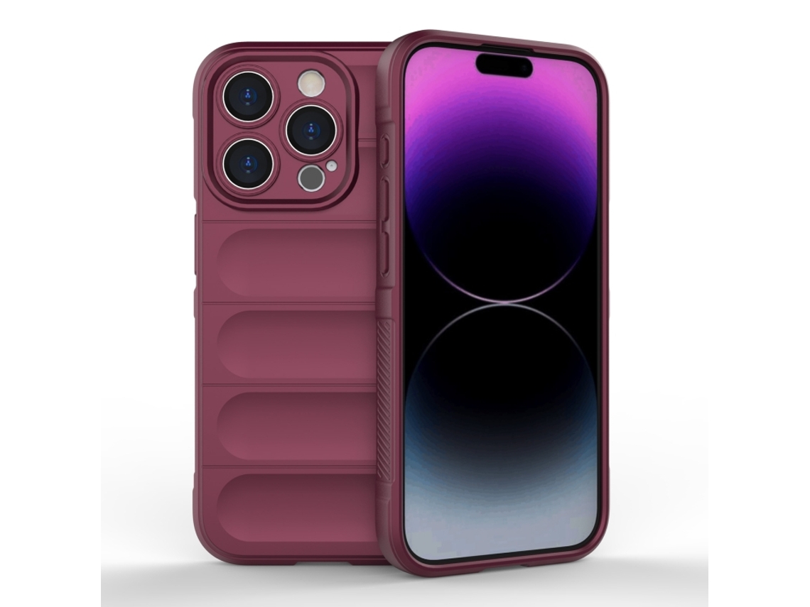 Capa Halinuia Para Iphone 15 Pro Magic Shield Tpu Vermelho Vinho (proteção Integral, Interior Em Flanela)