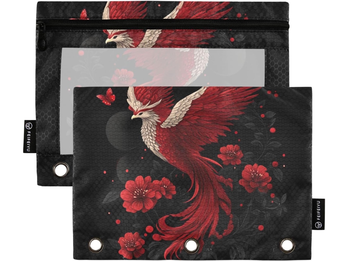 Pasta Red Phoenix Estilo Chinês Com Bolso Transparente Janela Em Várias Cores, Pastas Com 3-furos Sala De Aula