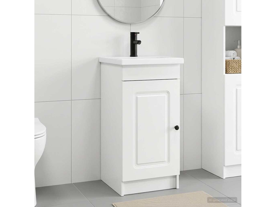 Vidaxl Gabinete De Banheiro Com Pia Branco 42 X 40 X 84,5 Cm