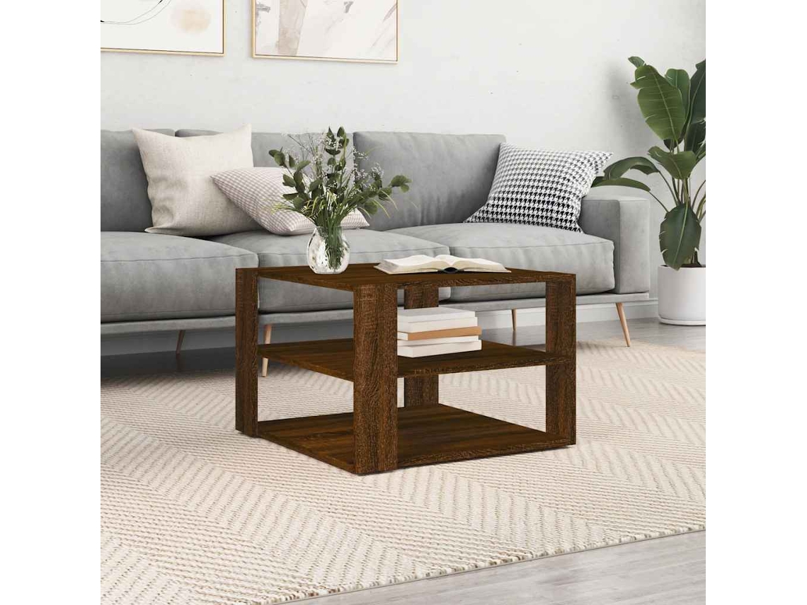 Vidaxl Mesa Centro 58x58x40cm Derivados Madeira Carvalho Castanho