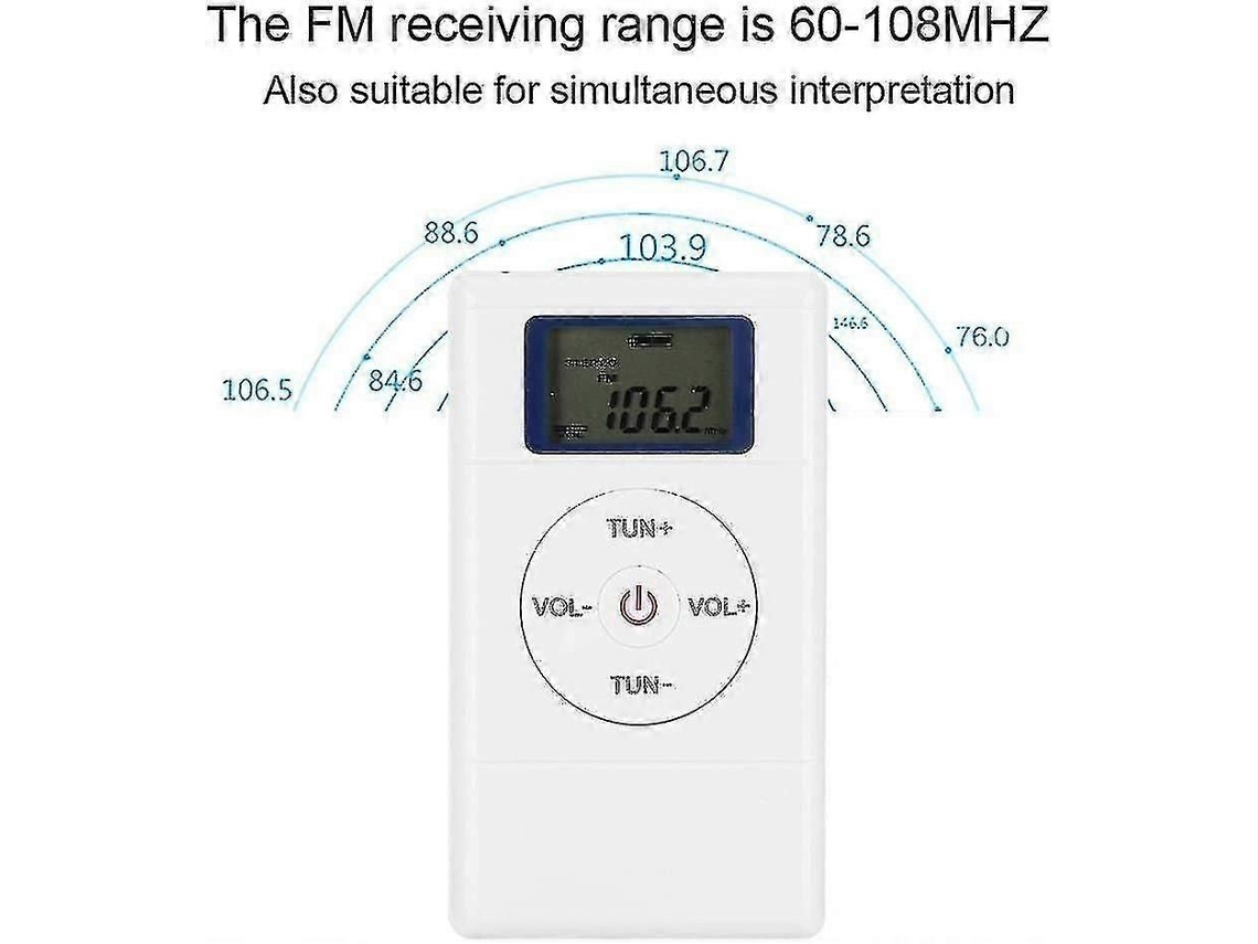 Rádios de Fone Ouvido Portátil, Mini Sintonizador Digital Fm Rádio Leitor Walkman com Lanyard e Bateria Recarreg GOKOCO