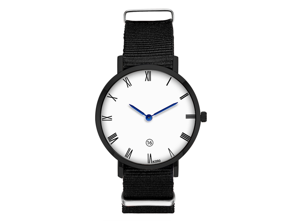 Relógio Masculino Zhoulianfa de Moda com Pulseira de Náilon e Movimento de Quartzo Preto