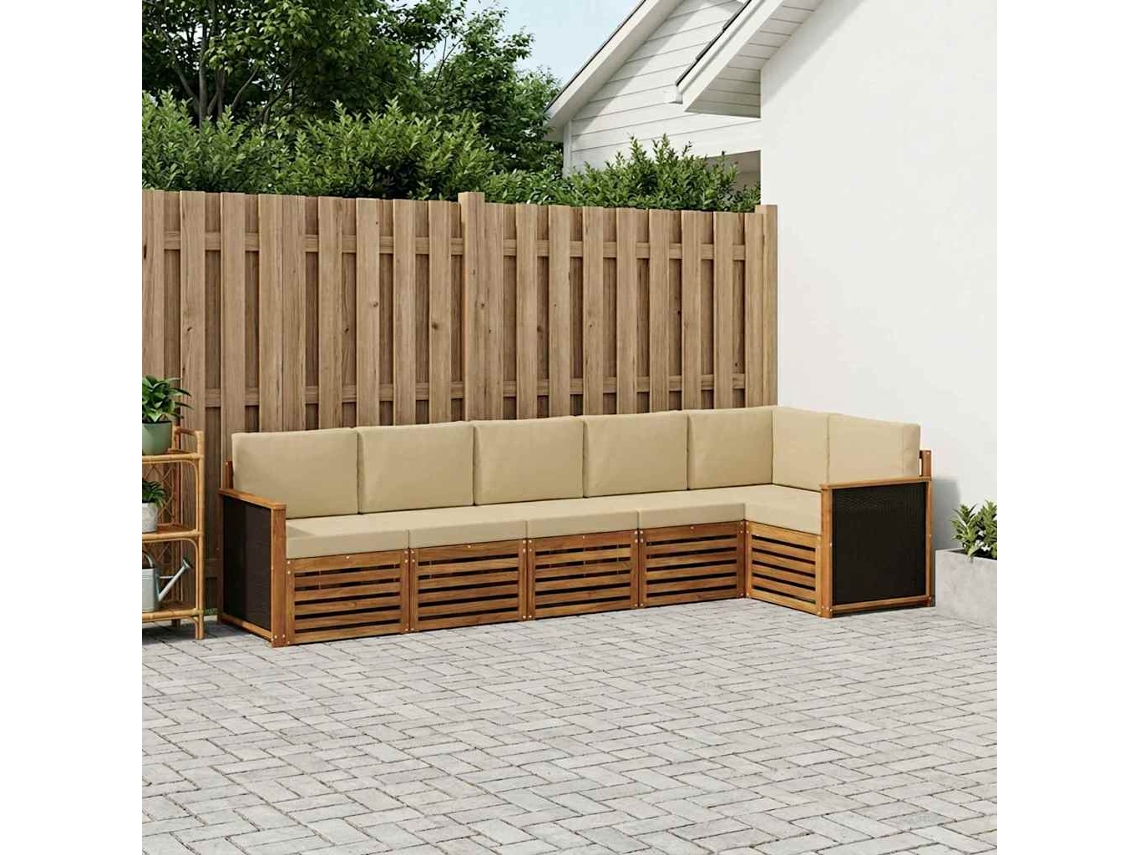 Vidaxl Conjunto De Sofás Para Exterior 5 Unid. Natural