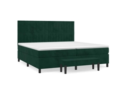 Cama com Molas/colchão 200x200 Cm Veludo Verde escuro MAISON EXCLUSIVE