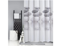2026 cortina de Ducha Textil 180x200cm Gris Antimofos Repelente À Água com 12 Anéis Kfa
