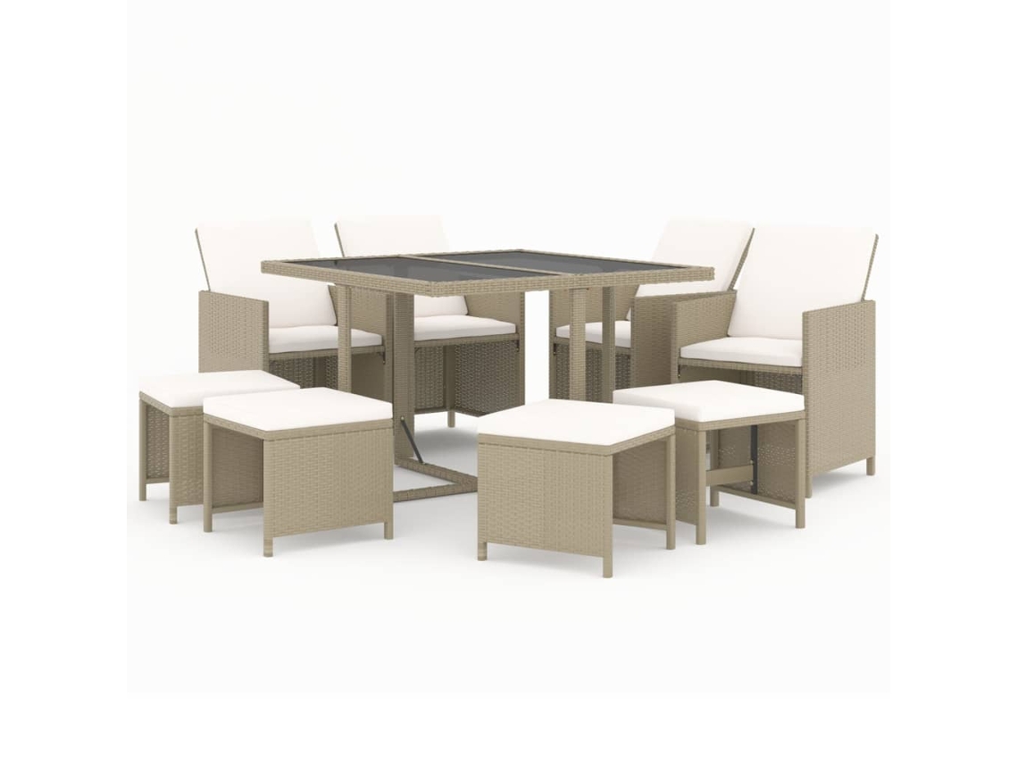 Garden Dining Set, Garden Dining Sets Vidaxl Bege Rattan / Vime (109 Cm Table Length)