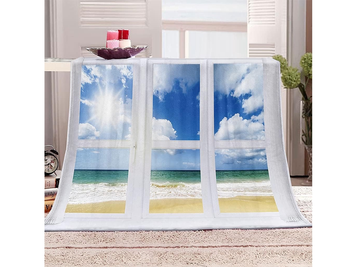 Manta com Vista para o Mar em Microfibra 180x220cm