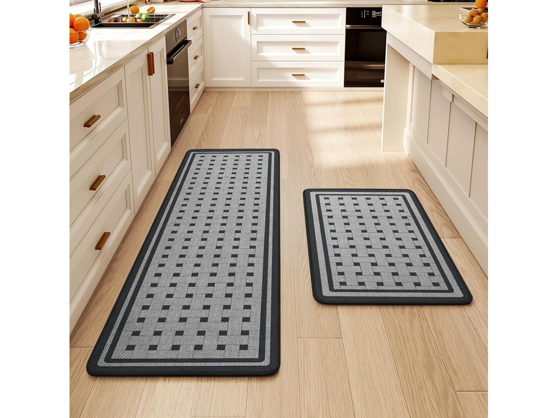 Tapete de Cozinha Retrô de 2 Peças, Antiderrapante e Lavável , Decoração para Casa DIGITALLAB (cinza, 50x80cm/50x160cm)