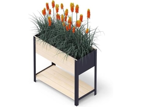 Canteiro de jardim alto Modernbox, madeira natural, ergonômico, 78 x 36 x 72 cm