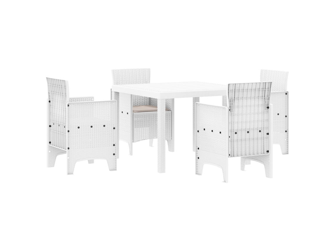 Conjunto 5 Conjunto De Jantar De Jardim Vidaxl Branco Polipropileno (100 X 100 X 73 Cm)