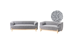 Conjunto De Sala De Estar Beliani Alnor De Tela Gris 205x85x67