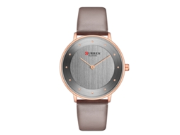 Relógio De Pulso Feminino Casual De Quartzo, Fino E Resistente À Água, Com Pulseira De Couro Redonda (marrom), Ideal Para Estudantes.