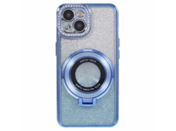 Suporte Casa Para Iphone 15 Plus Pele Sintética Azul