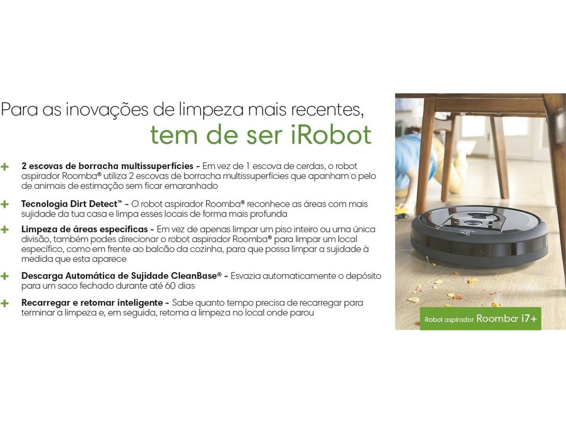 Aspirador Roomba i7 IRobot i7158 Worten.pt