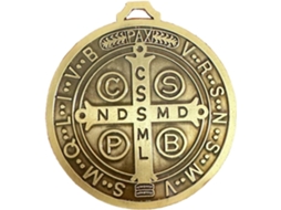 Cruz De São Bento Em Latão Envelhecido, Medalha Romana De 12, 7 Cm (5 Polegadas) Com Relevo Detalhado