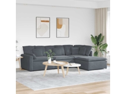 Vidaxl Sofá Modular Com Pufes E Almofadas Veludo Cinzento-escuro