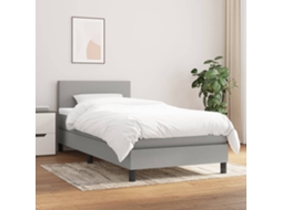 Vidaxl Cama Com Molas/colchão 90x190 Cm Tecido Cinzento-claro
