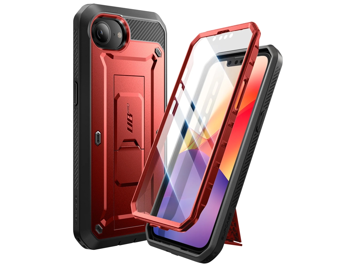 Capa Integral Antichoque Para Iphone 16 Supcase Acrílico Vermelho