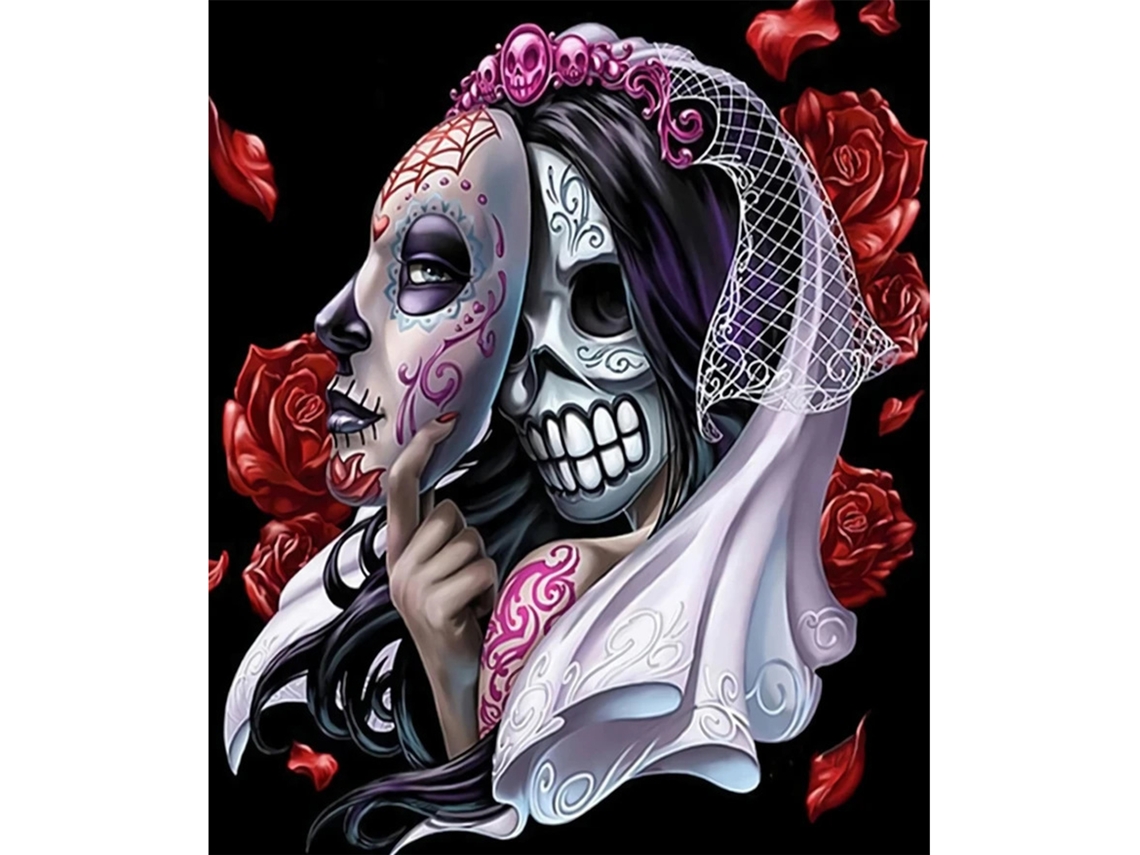 Pintura De Diamantes Diy Com Desenho De Broca E Tema Halloween