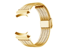 Bracelete Para Samsung Galaxy Watch 7/6/5/4 - Aço Inoxidável - Fivela Sete Contas - Dourada